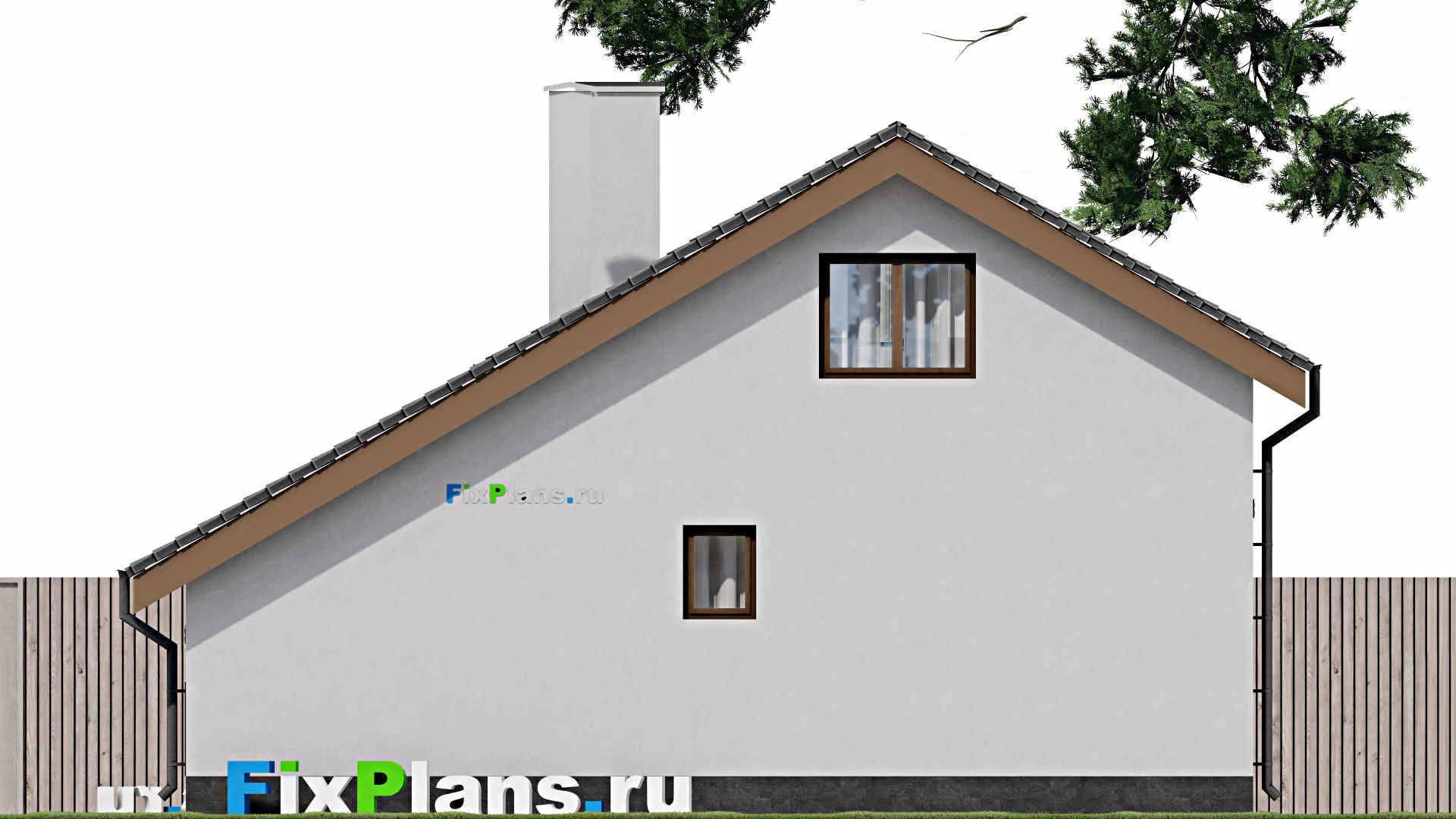 F-1574 - Планы дома с мансардой 10 на 11, площадью 110 м² с террасой и 2 спальнями