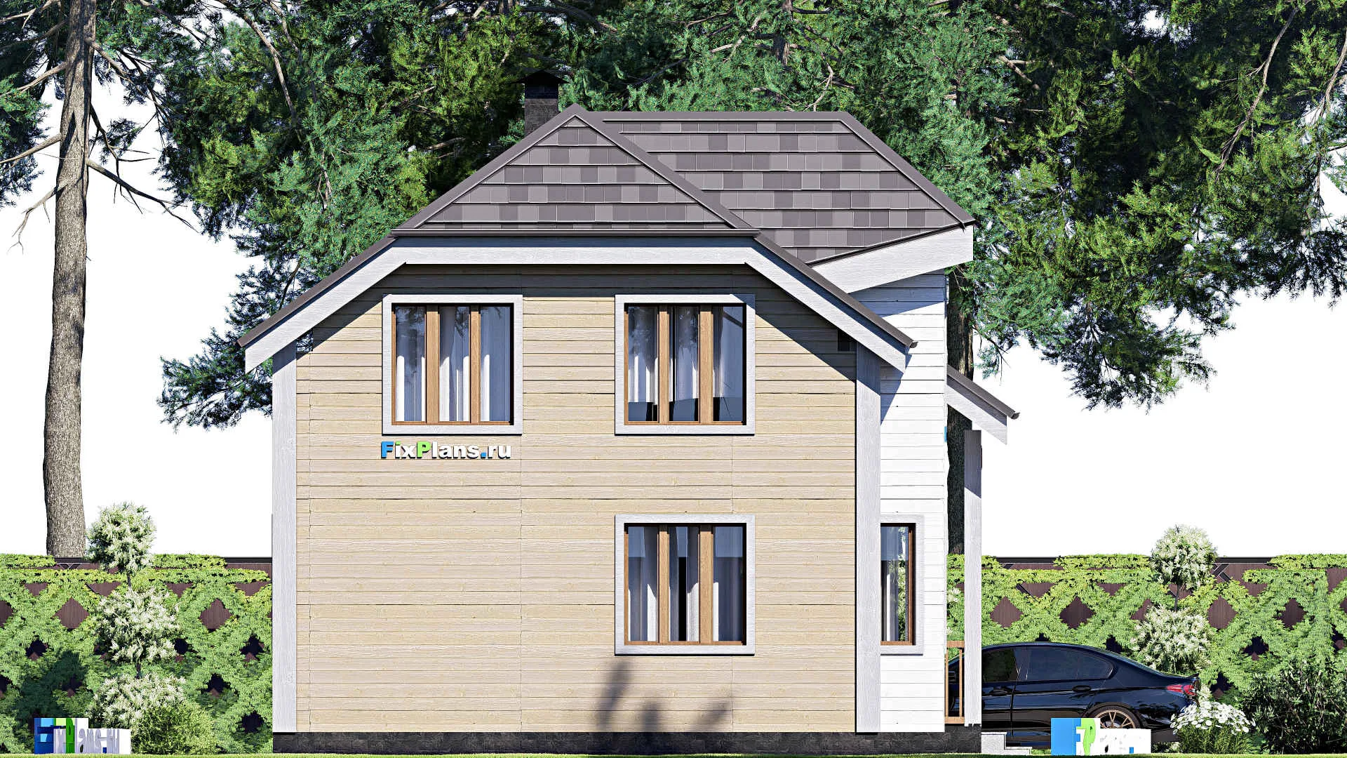 F-17477 - Проект дома с мансардой 9 на 9, площадью 90 м² с 4 спальнями